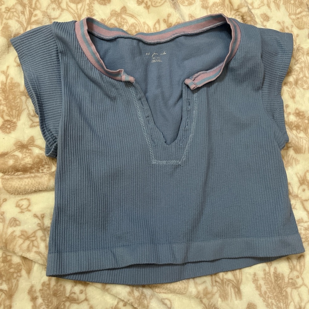 Urban Outfitters Blue Ribbed Crop Top